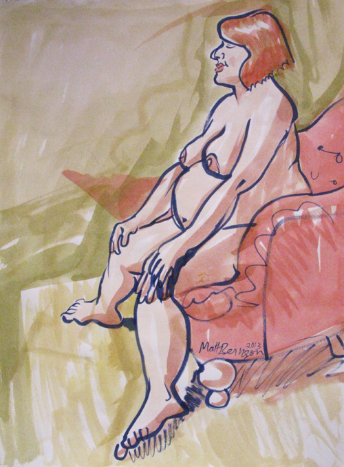  Drawings of Emily done at the Democracy Center.  Ink and/or watercolor on paper, 18"x24".    Matt Bernson 2013 