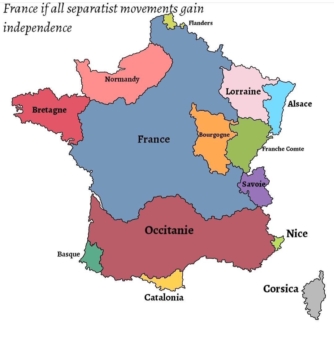 France if all separatist movements gain - Maps on the Web