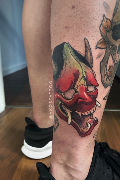 Japanese oriental hannya mask tattoo