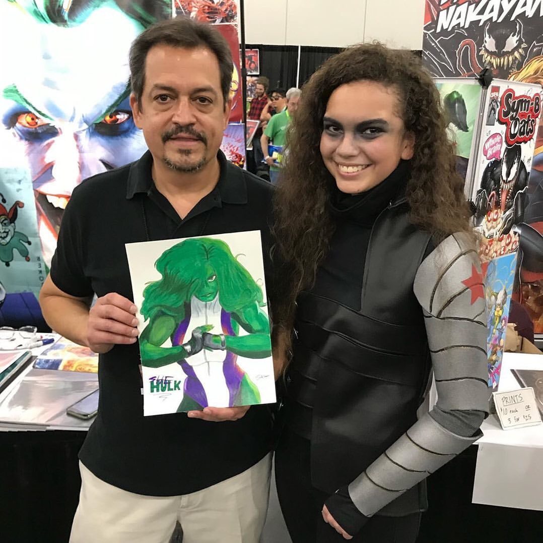 Got a lot of SHE-HULK love at @newyorkcomiccon This super talented young artist made this @shehulk art for me. I was blown away by her skills at such a young age! I’ll cherish her piece in the hopes that she might become an artistic superstar. Thank...