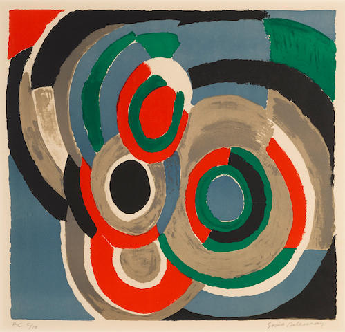 themodernartists:Sonia Delaunay (French, 1885-1979), Hommage à Stravinsky, 1970. Lithograph in color