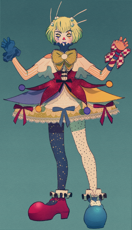 I wanted to design another clown costume, so the clown today is Myu from Lab 1. She already is remin