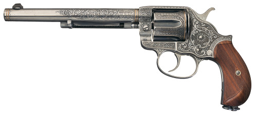 twippyfan:Colt DA 1878 .32 WCF Engraved with custom checkered grips.