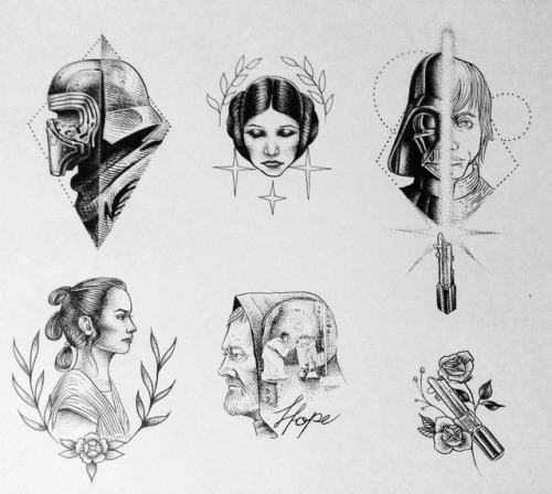 ||#starwars #starwarstattoo #flashtattoo #princessleia #lukeskywalker #darthvader #kyloren #rey #lig