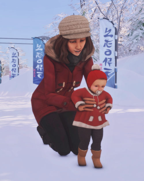 littletodds:Lookbook Ready for snowy escapeGirlCyo Coat @madlensims (Early Access)Turtleneck By @sim