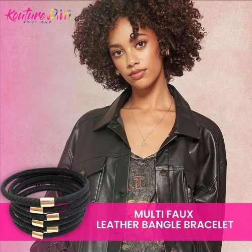 Multi faux leather bangle bracelet. Shop now kouturedivaboutique.com/ #shoplocal #shop #shop