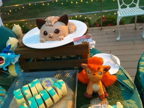 Pokemon wedding dessert table by deramocchi!Dratini jellySnorlax cakeKangaskhan choux pastryDiglett 