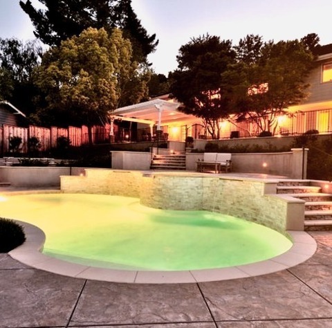 Fountain - Traditional PoolInspiration For The Renovation Of A Large, Classic Backyard With Stamped Concrete