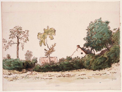 Farm near Vichy, Jean-Francois MilletMedium: watercolor,paper