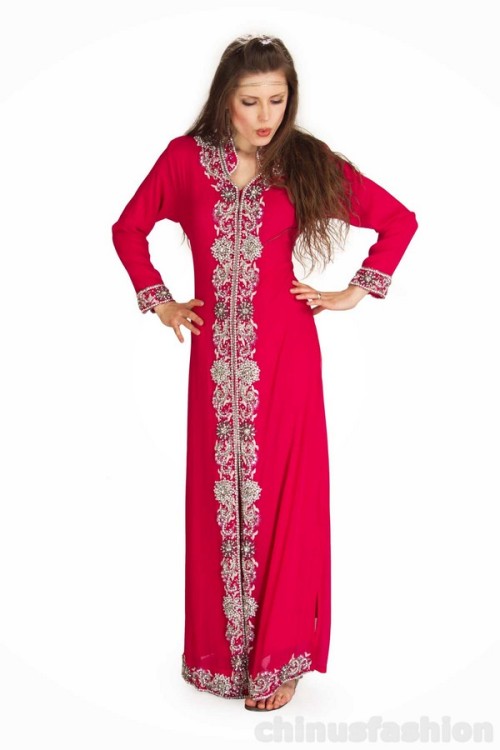 Alissha Magenta Chiffon Slim Fit Kaftan