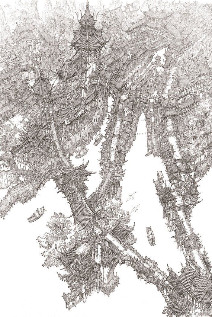 archatlas:  Intricate Fantasy Worlds Lose yourself inside South Korean artist Jung