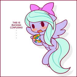 chibi-ponies:Two weeks later and she still hasn’t realized it’s unsolvable. =w= Why it’s in some random unknown blog? I’m trying something out. Huehuehuex3!