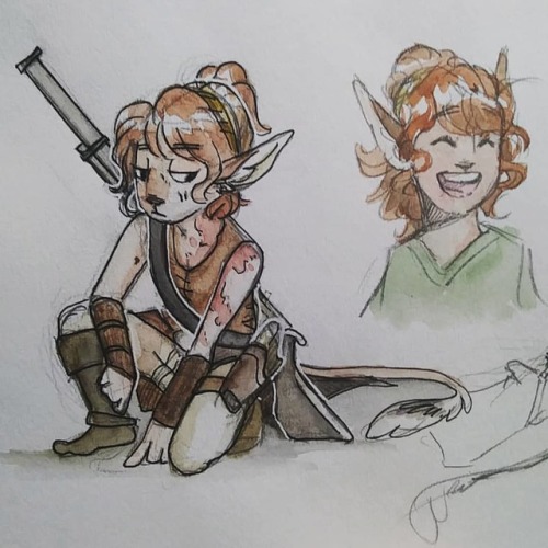 More of Rosie, recently acquired a bigger gun so I’ve been practicing drawing it c: . . . #dnd