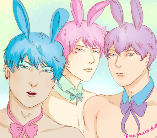 pinkpainted-devil:Rabbits came from the moon thats why they´re all glitter and bright colors , every
