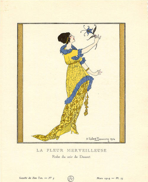 Jacque Doucet, in La gazette du Bon Ton, La Fleur Merveilleuse, evening dress, March, 1914 illu