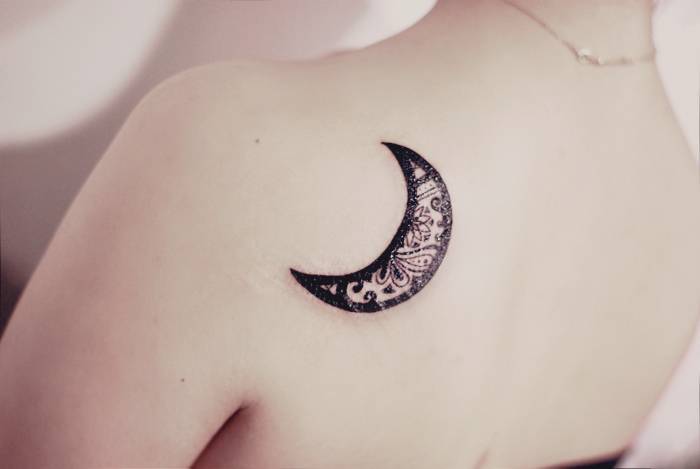 Ornamental moon tattoo on the left shoulder blade.... - Official Tumblr  page for Tattoofilter for Men and Women