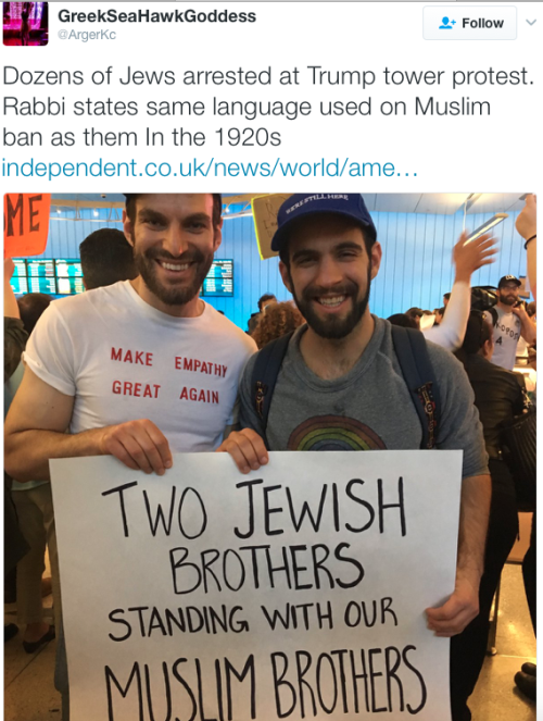 teratomarty:micdotcom:19 Jewish rabbis arrested for protesting Donald Trump’s Muslim ban at Trump To