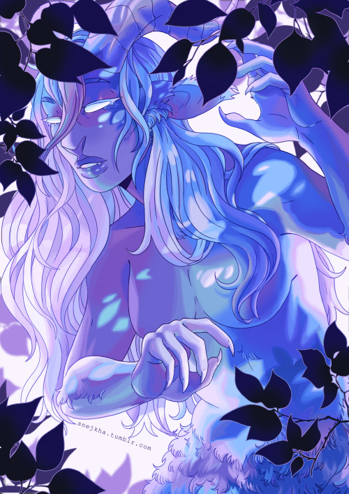 snejkha:  Satyr drawing I made for my moms birthday gift// Since shes not online yall can see it first hh// (also this was drawn with CMYK in mind so the colors of the original are very much not this vivid hh)