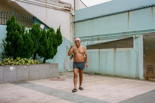 Photo DiaryHarbour swimmers at Hung Hom, Hong Kong. May 2020