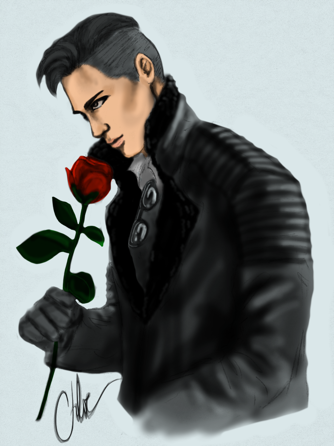 yurihoplisetsky: decided to draw Otabek in a pose from the Otabek lookalike’s account.