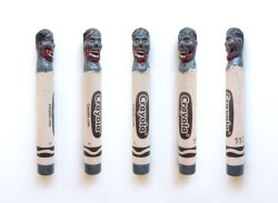 hqtran:  The Walking Dead zombie carved crayon made completely with crayon wax. There are more crayons on my Tumblr, follow me on Facebook and check out my shop.