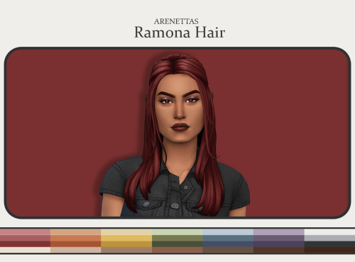 serindipitysims:Arenetta’s Ramona Hair in The Historian28 add-on colors in my Historian Palett