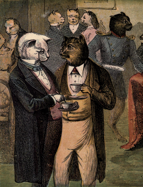 nemfrog:Guests at the cats’ party. A apple pie and other nursery tales. 1870? Frontispiece detail. 