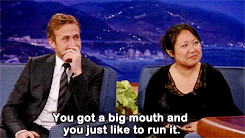     Ryan Gosling brings down a member of the audience and coaches her during the