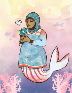 cheyannedraws:  A chubby hijab-wearing mermaid.