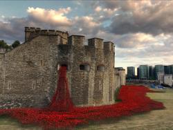 jedavu:  888,246 Ceramic Poppies Flow Like Blood from the Tower of London to Commemorate WWI To commemorate the centennial of Britain’s involvement in the First World War, ceramic artist Paul Cummins and stage designer Tom Piper conceived of a staggering