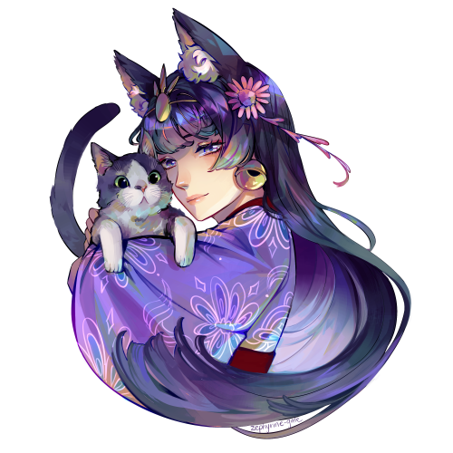 zephyrine-gale: Commisions of catgirl and mushi!