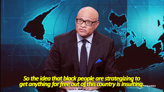 odinsblog:  sandandglass:  Larry Wilmore responds to Jeb Bush’s suggestion that African Americans vote Democrat because they want free stuff  Jeb Bush literally equated the black Civil Rights movement, Gay rights and feminism to unwarranted “victim