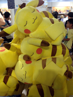 zombiemiki:  Large Pikachu cushions at the