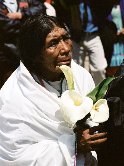 Indigenous woman takes part in the indigenous peoples’ march for world peace in San Cristobal, Chiap