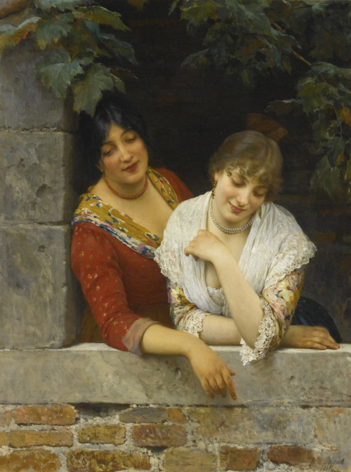 fordarkmornings:Eugene de Blaas  -  Venetians at the Balcony,  1881 Italian, 184