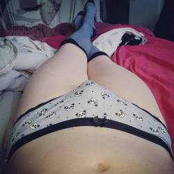 sophiesweetstv:  So I fell asleep in my #pandapanties and woke up like this and the make me so happy they are my new best friend and i want to wear them forever… (I won’t obvs… hygiene y'know) #stockings #suspenders #panties #underwear #tgirl 