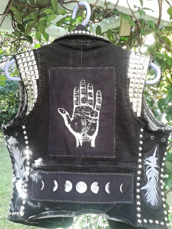 bloodyqueefs:I finally finished the occult/nature themed vest. It’s for sale. If