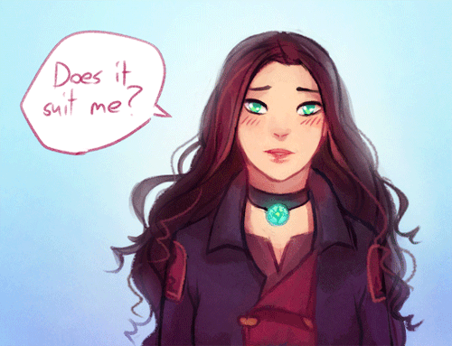 walkingnorth-art: alwayshumancomic: Stop fishing for compliments Asami you know you look good in eve