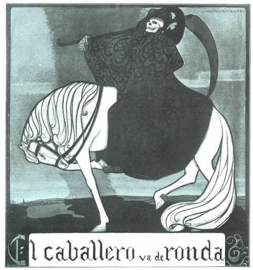 50watts: Illustration by Vicente, for La Esfera (1915, Spain) When Hell comes to collect its tithe, 