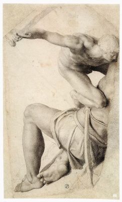 hadrian6:  David and Goliath.. 1550-56. Daniele da Volterra. Italian. 1509-1566. chalk drawing. http://hadrian6.tumblr.com 