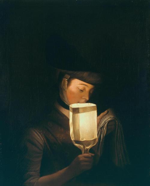 huariqueje: A Girl Singing Ballads by a Paper Lanthorn   -   Henry Robert Morland  c.
