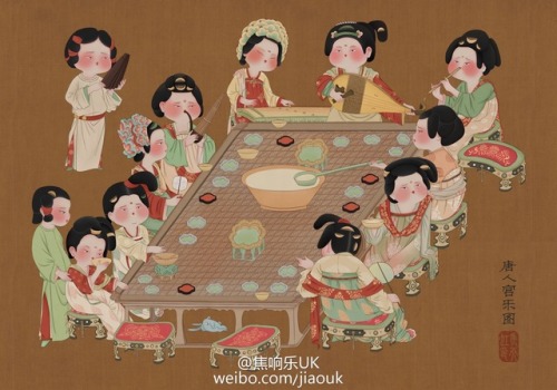 dressesofchina:Cartoon drawings of Tang-dynasty paintings and figurines by 焦响乐