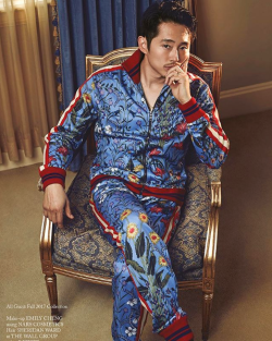 50shadesofyodaddysdick: taluhkk: Steven Yeun, styling Gucci 2017 Fall Collection for The Glass Magazine, photographed by Ssam Kim  😫💦😩💦 