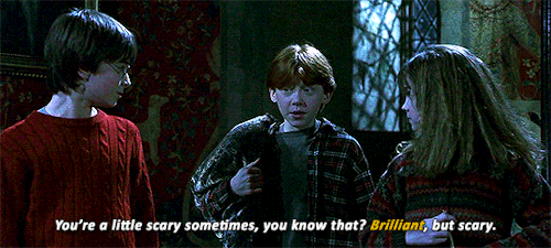 dailywizardwheezes:Ron and Harry calling Hermione brilliant