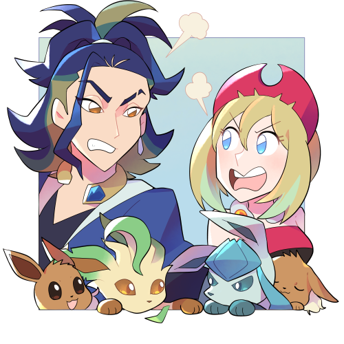 I drew some trainers and their Pokemon!