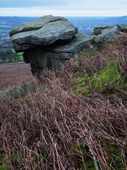 ‘Pancake Stone’ Bronze Age Rock Art, Ilkley Moor, Yorkshire, 24.12.17.This precariously balanced roc