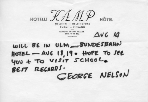 Also George Nelson did pay a visit in 1954 to the German design school hfg ulm. Interesting old-scho