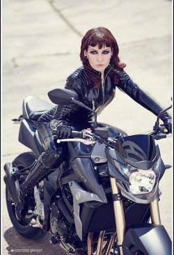 latex-passion:  Lacing Lilith Biker Catsuit