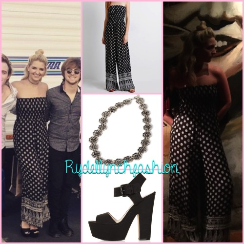 Rydel’s Outfit for Dancing With The Stars (Semi-Finals Elimination);Strapless Paisley Print Jumpsuit