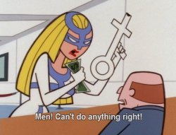 fillyrika:artemuscainpotato: thehomestuckwhovian:  Anybody else remember this episode? In it, a female villain called Femme Fatale is stealing millions of dollars in Susan B. Anthony coins. Naturally, the Powerpuff Girls go to stop her. She then convinces